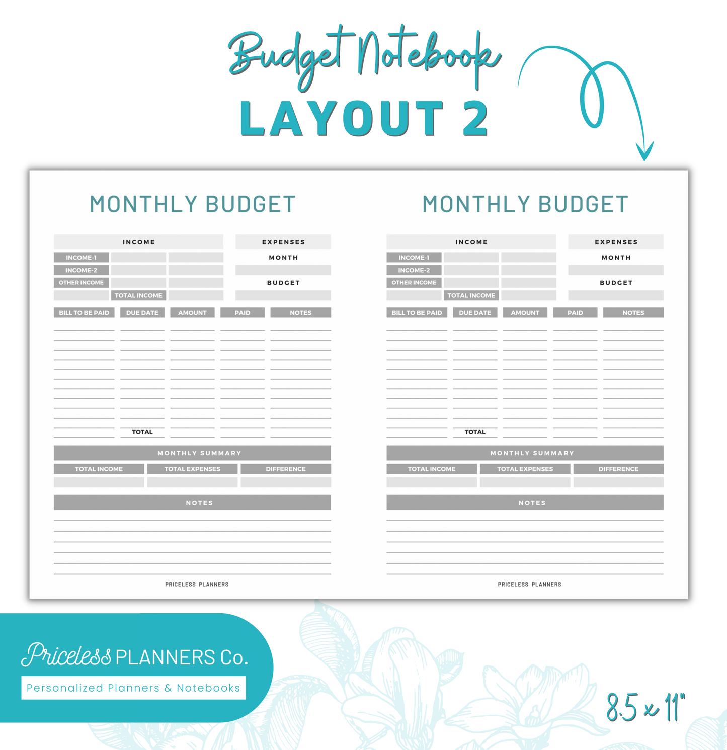 Brushstrokes Budget Notebook- Layout 2