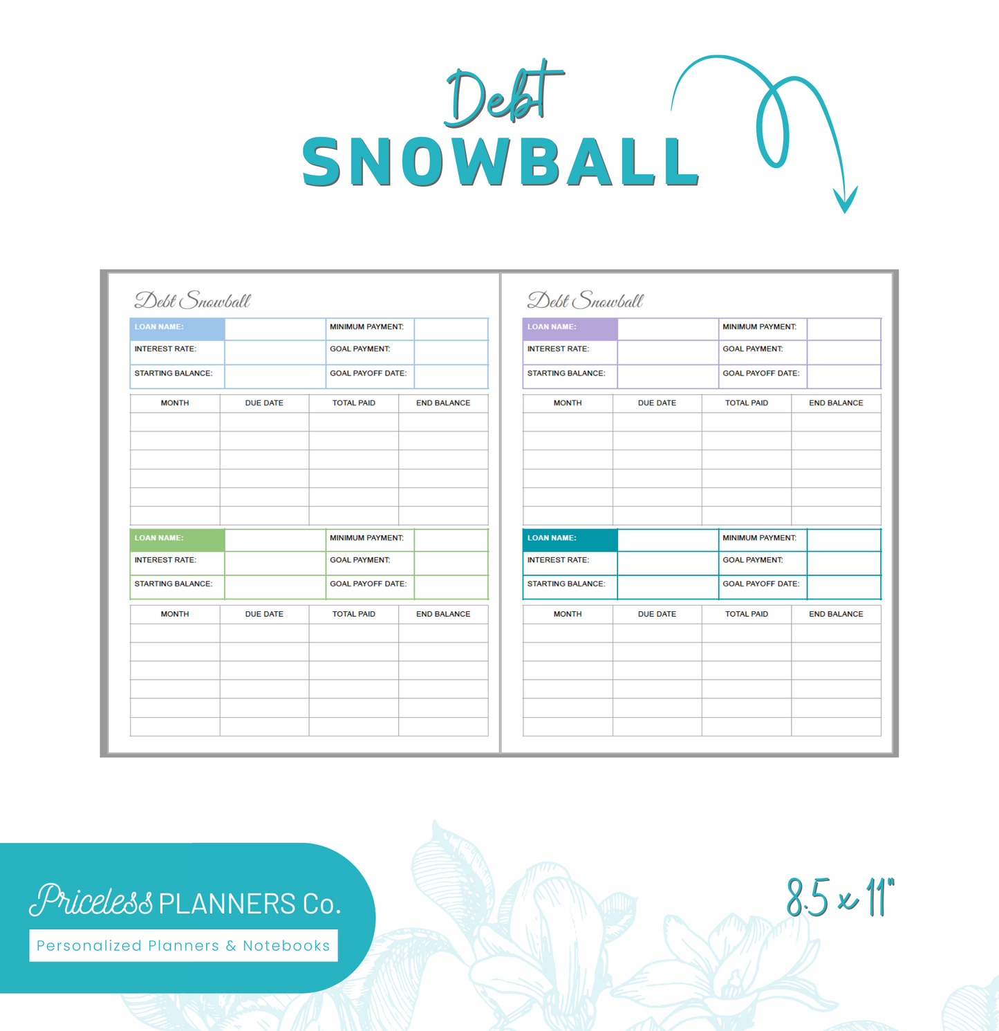 Underwater Sea Shells Budget Notebook- Layout 3