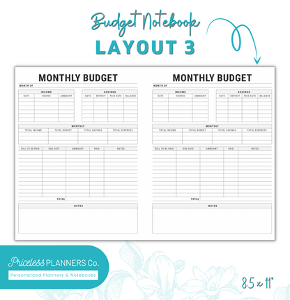 Underwater Sea Shells Budget Notebook- Layout 3