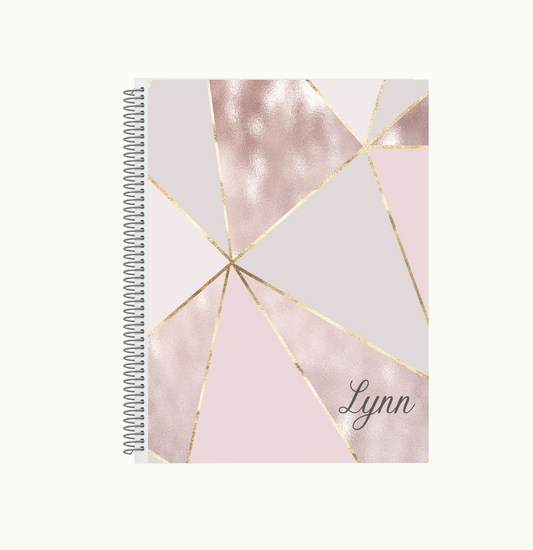 GMP Printables Notebook, Rose Gold Triangles Shimmer