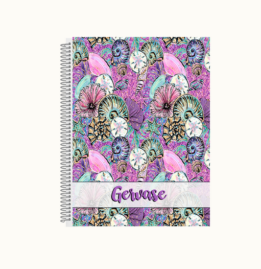 GMP Printables Notebook, Purple Sea Shells