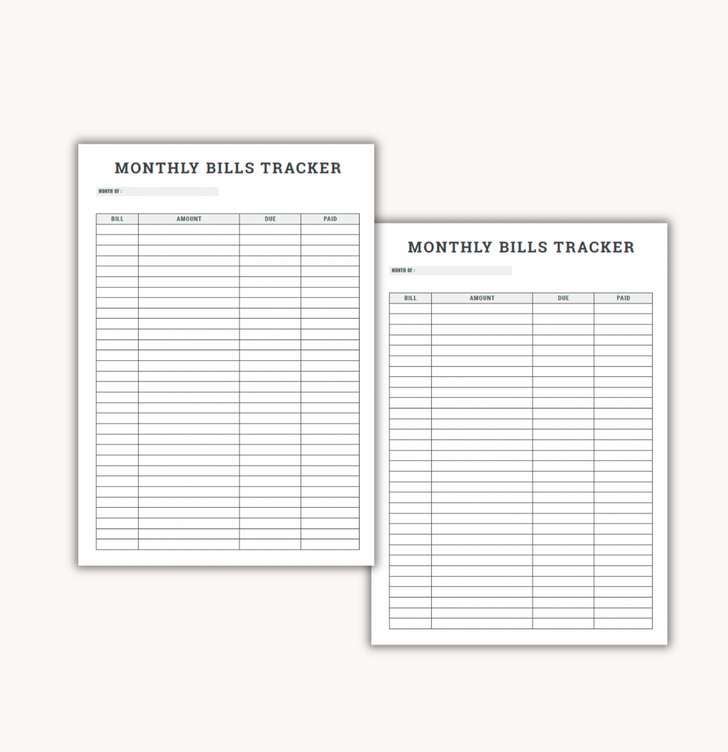 Monthly Bills Tracker Add-On