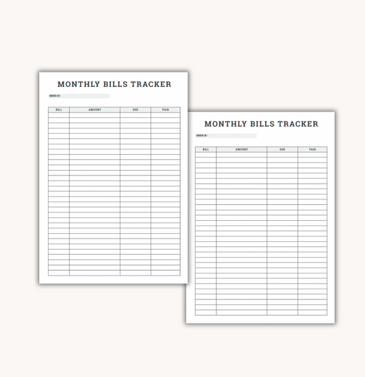Monthly Bills Tracker Add-On